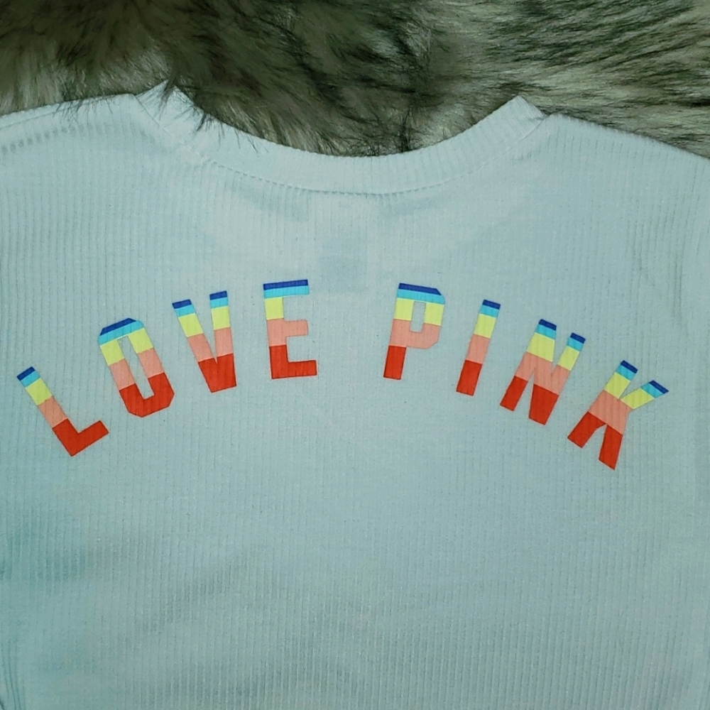 VS PINK Ribbed Crop Tee